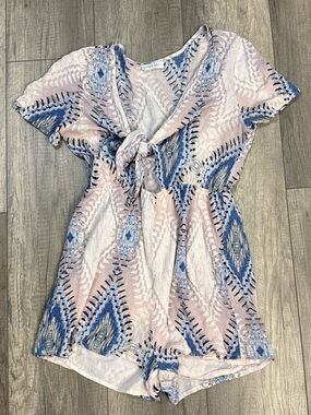 Juniper Blu Tie-Front Printed Romper
